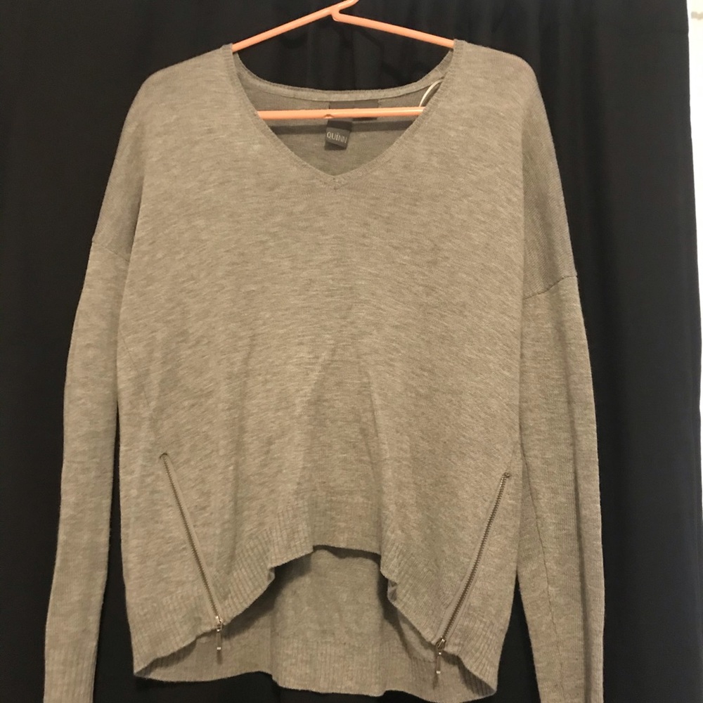 Gray sweater with zippers